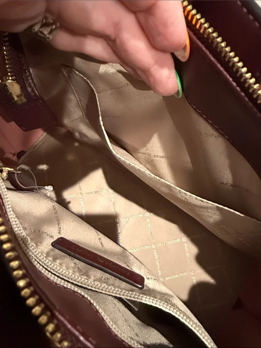 Michael Kors Wine Leather Tote with Bow Strap